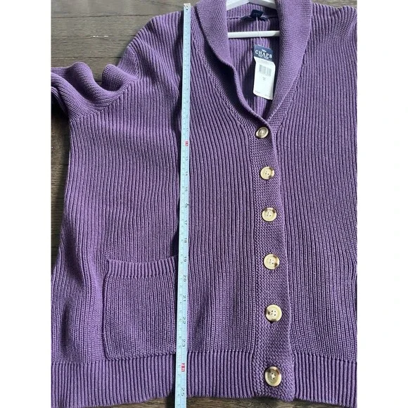 Chaps Classic Women’s Purple Shawl Sweater Cardigan Sz 3XL Buttons Academia NWT - Picture 5 of 5